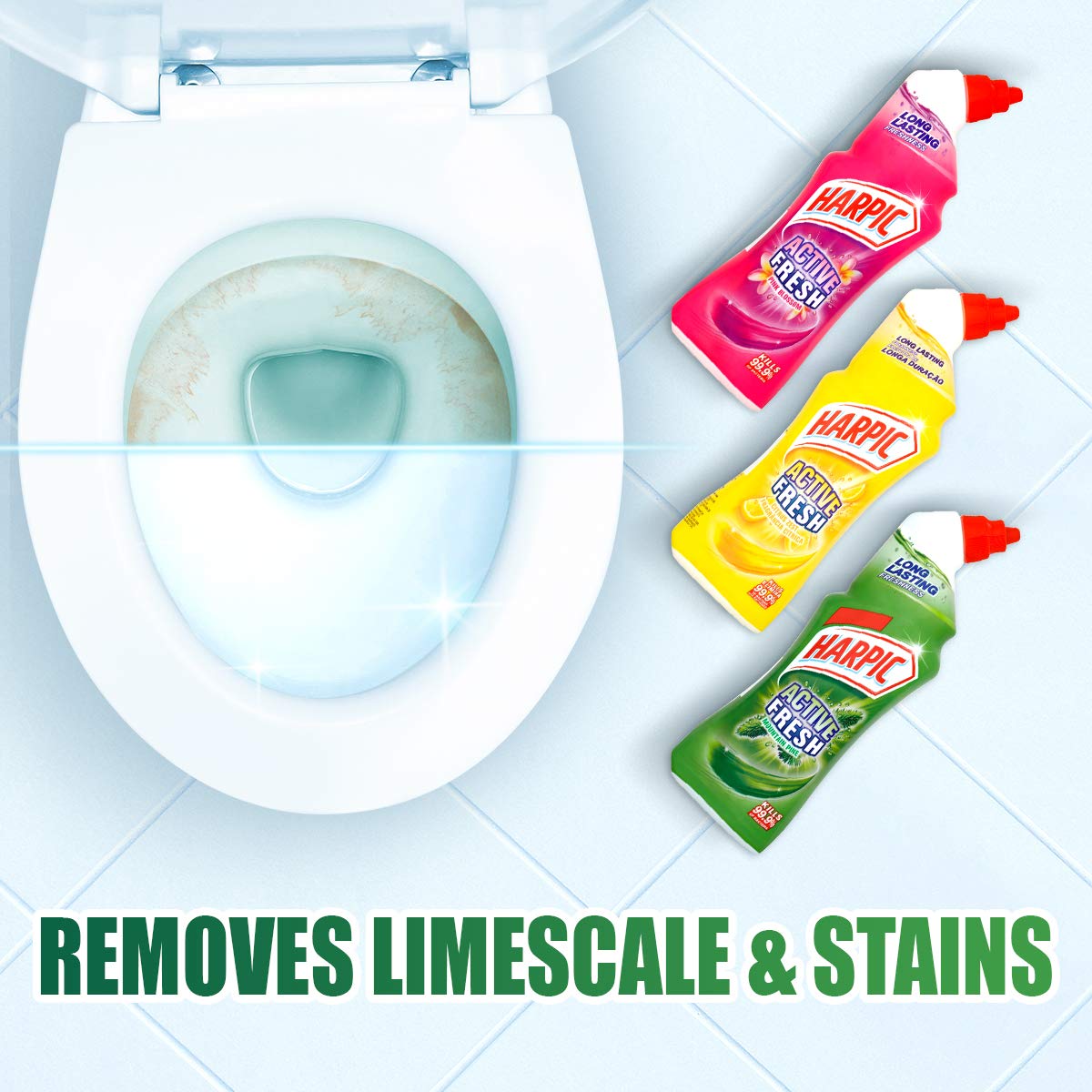 Harpic Active Fresh Mountain Pine Toilet Cleaner Gel - Kills 99.9% Bacteria, Removes Limescale | 750 ml 4