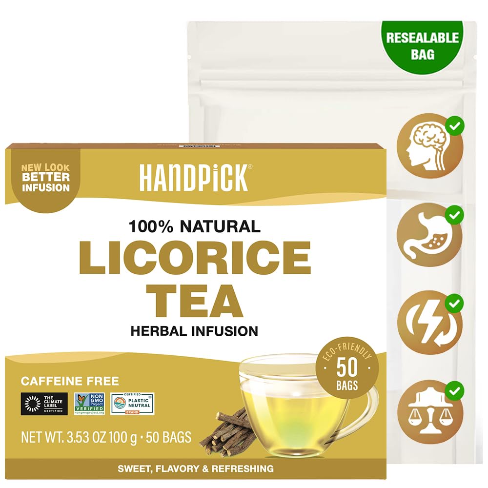 HANDPICK Licorice Root Herbal Tea Bags - 50 Count, 2g Each | Caffeine-Free, Non-GMO 1