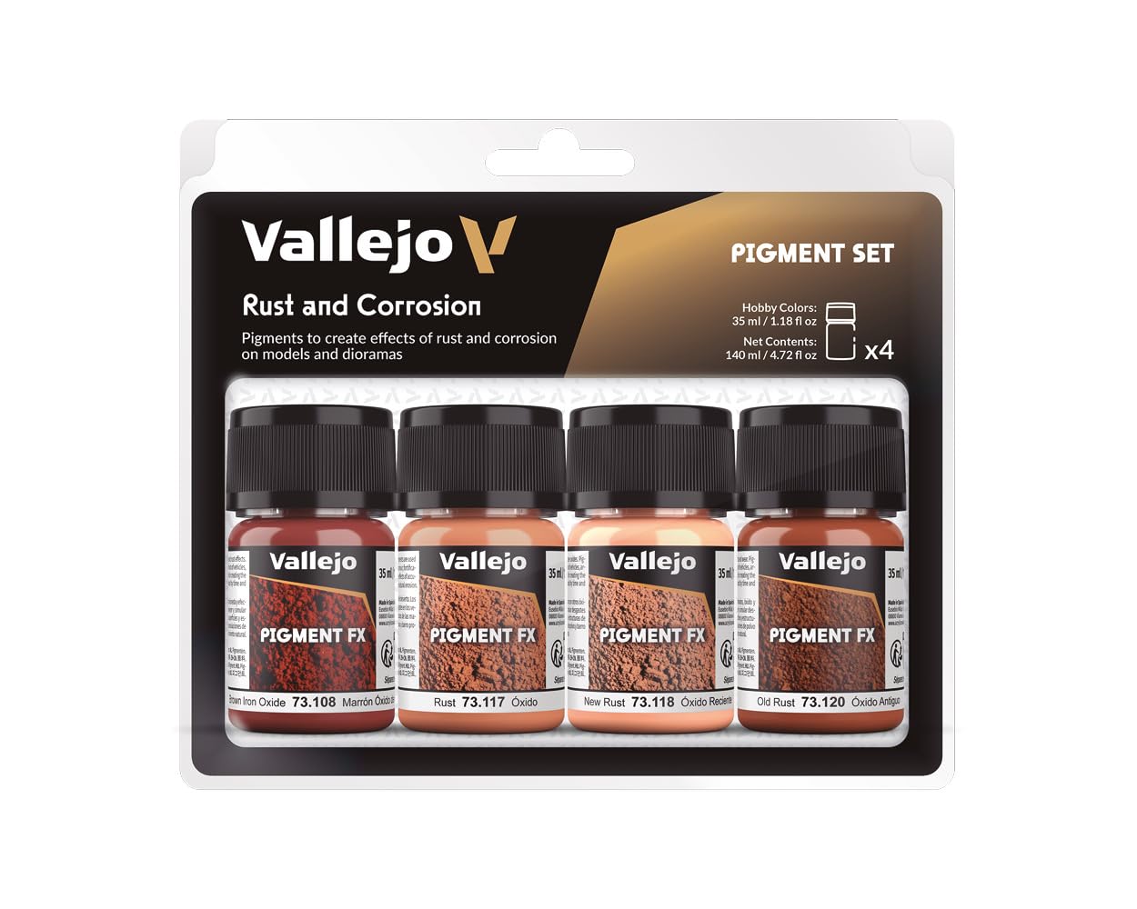 Vallejo Pigment Set - Rust & Corrosion Effects | 4 Jars (35 ml Each) | Includes Guide