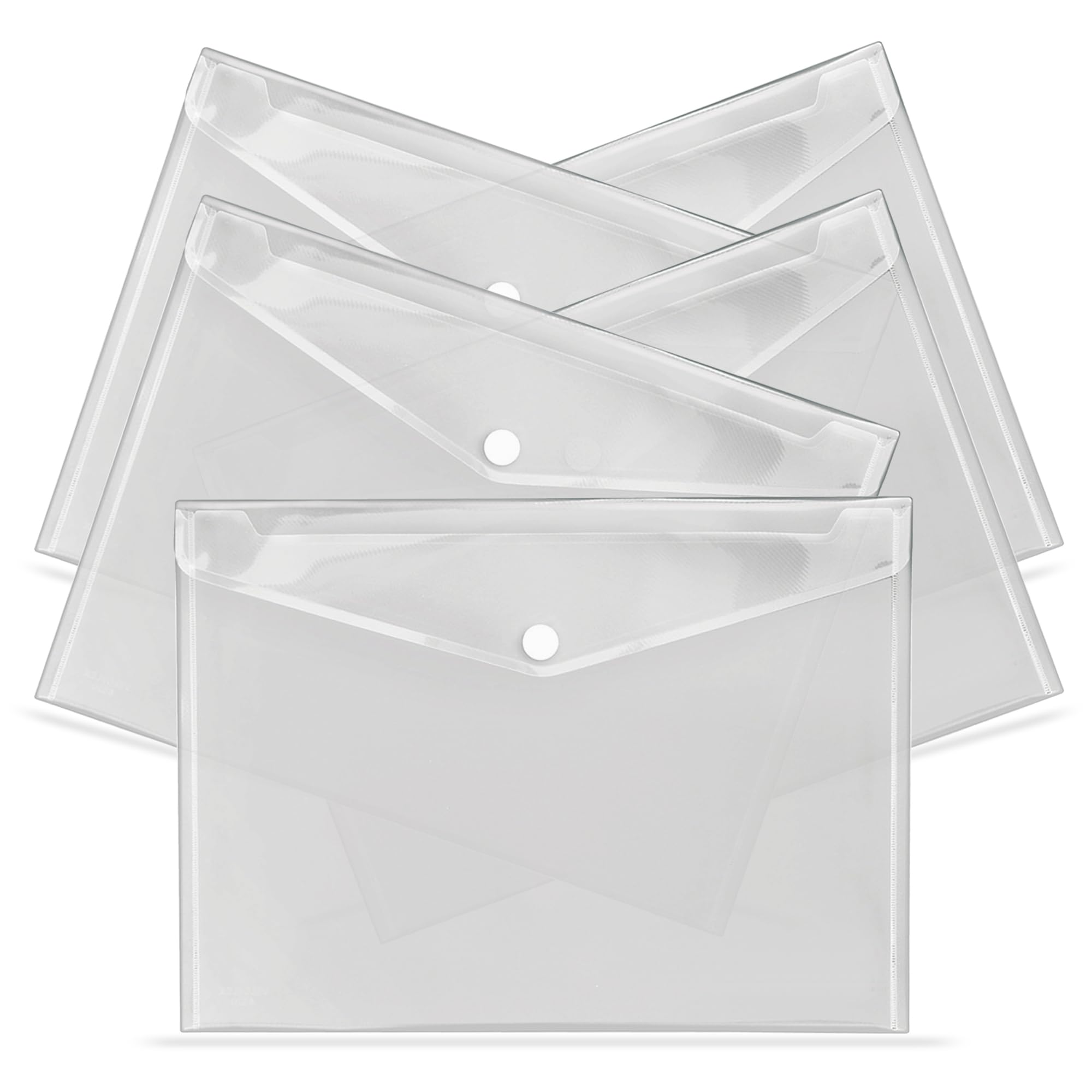G4GADGET A4 Clear Plastic Wallets - Pack of 5, Popper Closure, 50 Sheet Capacity 1