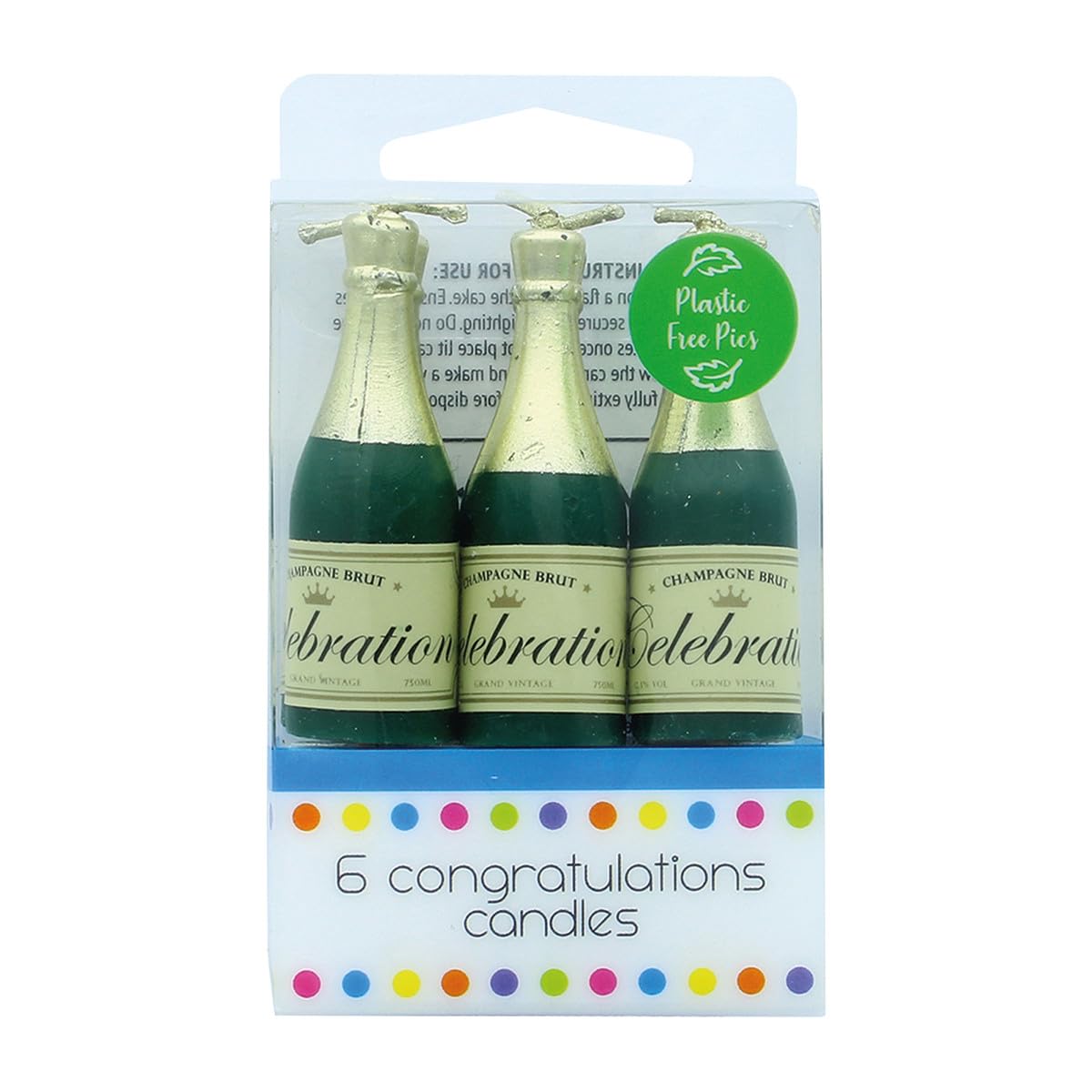 Culpitt Champagne Bottle Birthday Candles - 6 Pack | 7cm Height 1