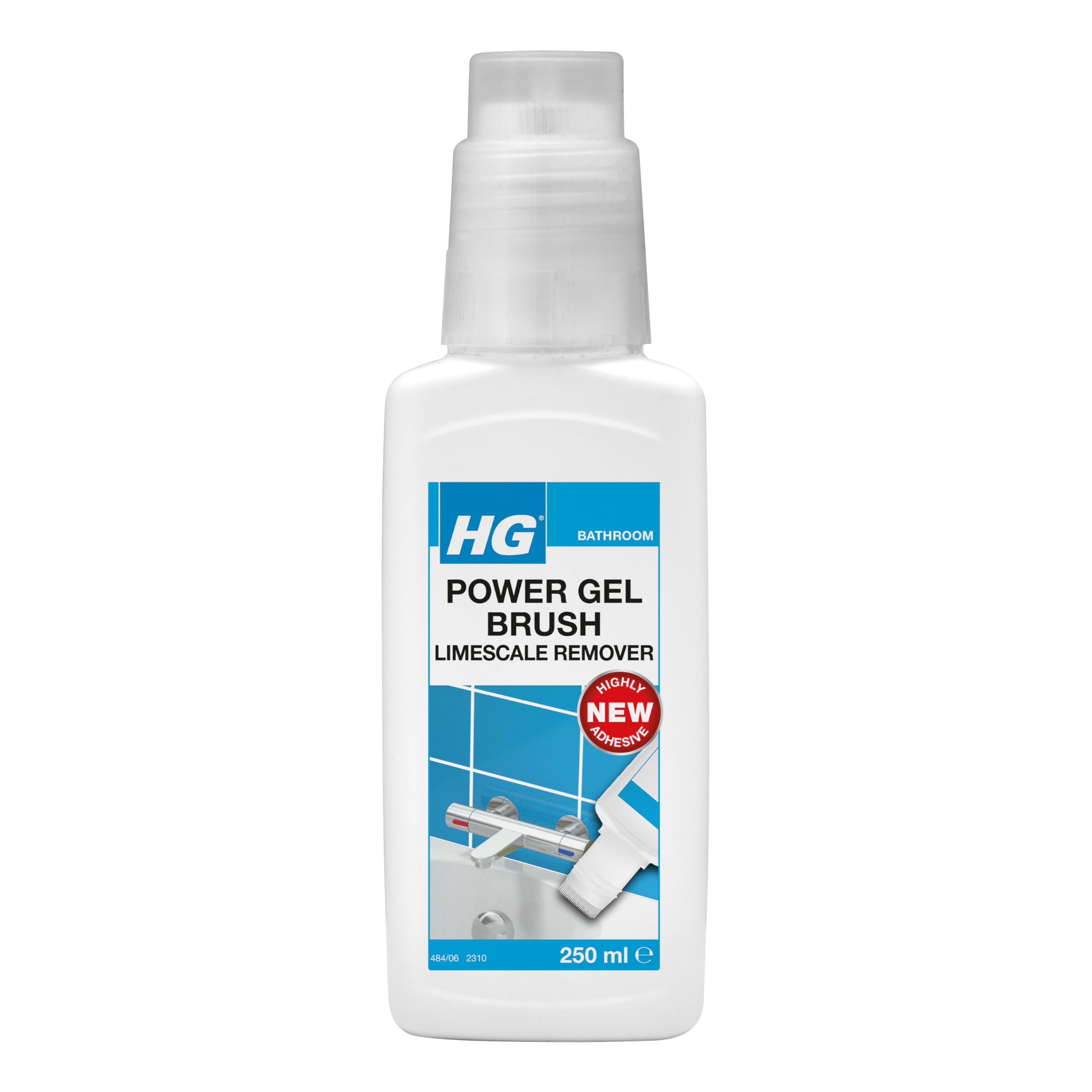 HG Power Gel Brush Limescale Remover - Fast-Acting Gel with Built-in Brush | 250ml Lemon Scent