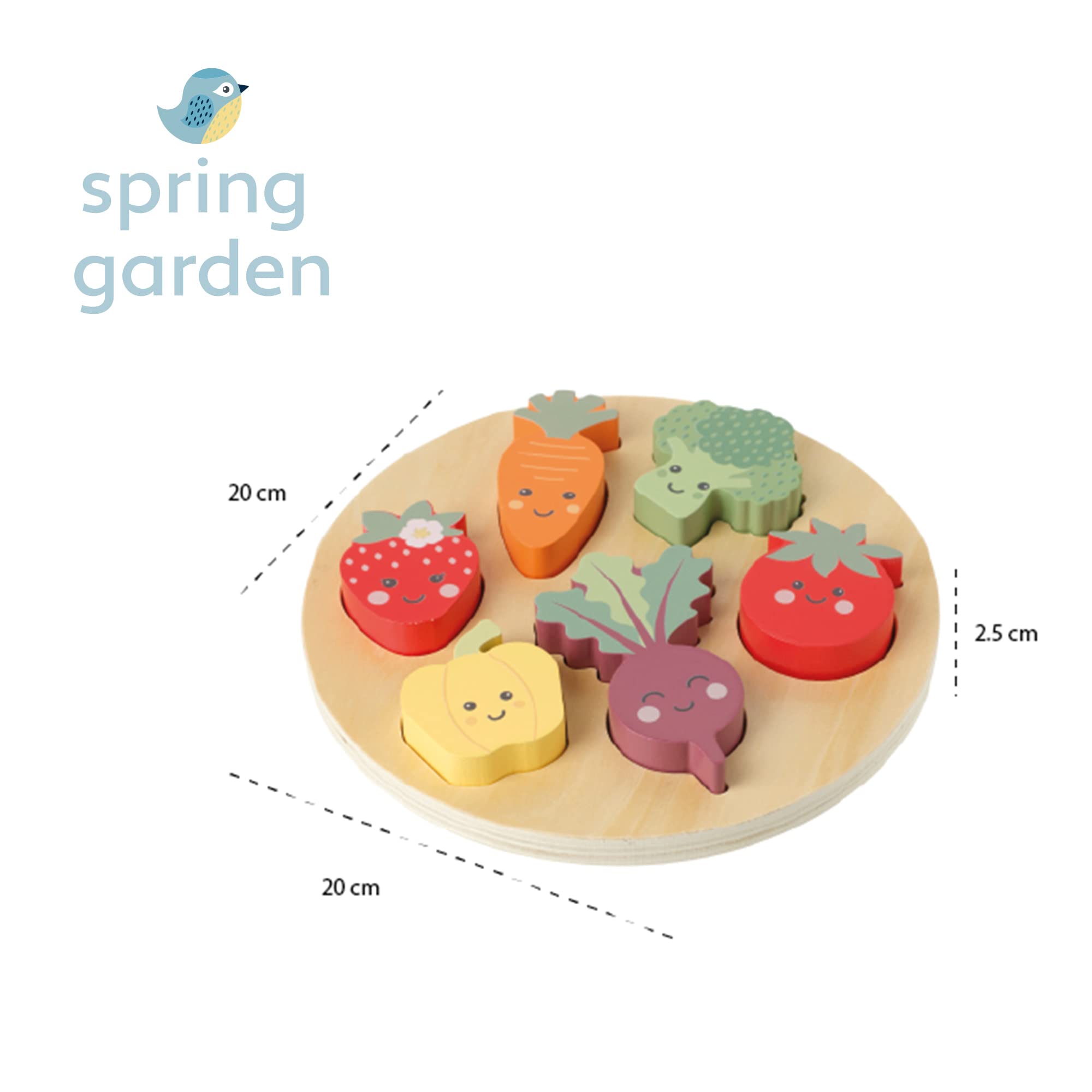 Happy Veggies Wooden Puzzle Board - Educational Shape Sorting Toy for Toddlers 18M+ 3