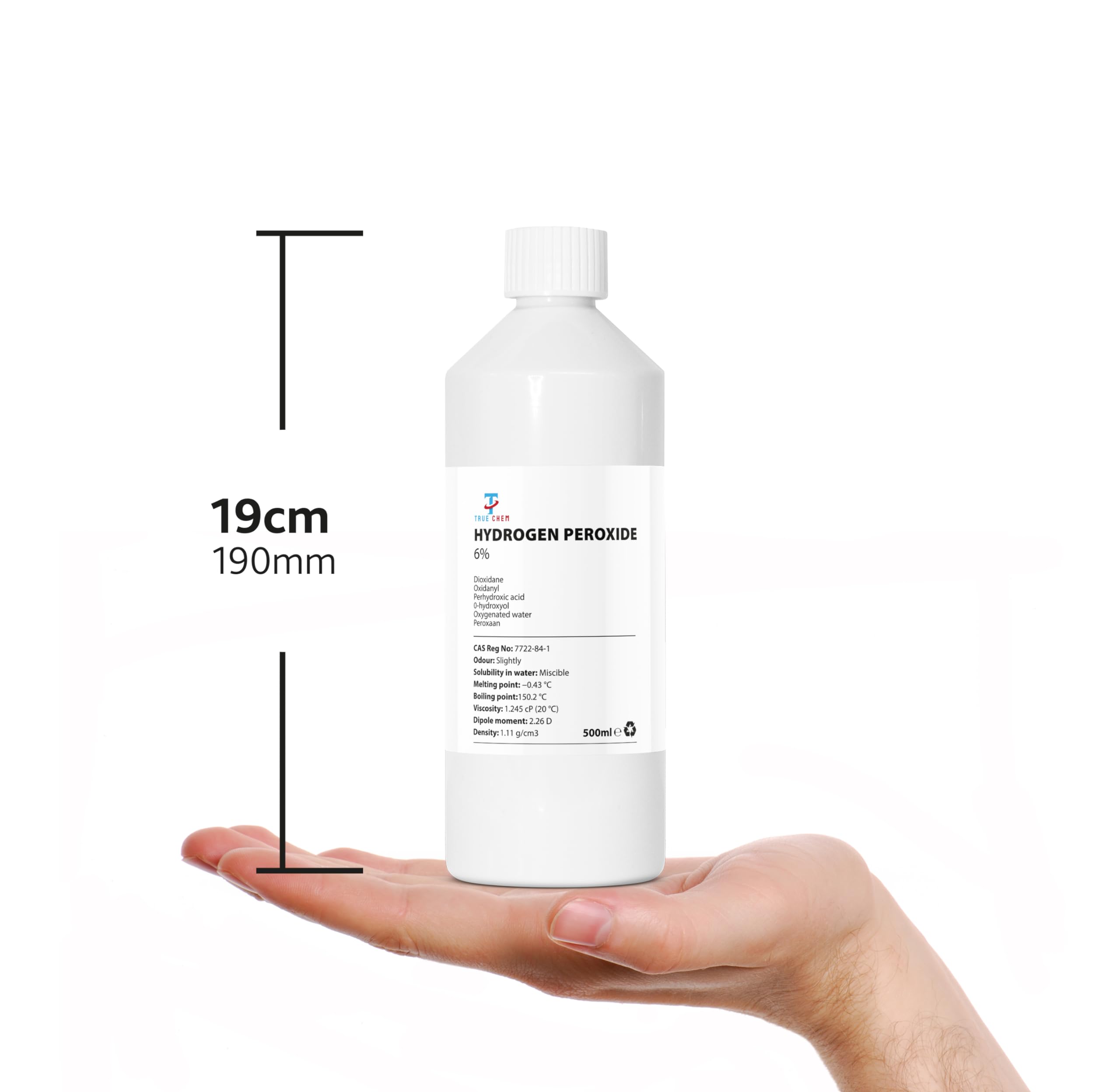 True Chem Hydrogen Peroxide 6% Solution - Multi-Purpose Cleaner & Stain Remover | 500ml