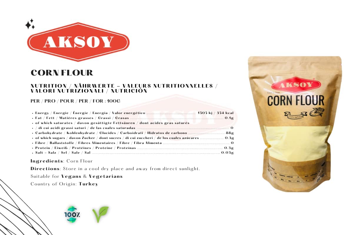 Aksoy Corn Flour 1.25KG - High Quality Resealable Pouch 4
