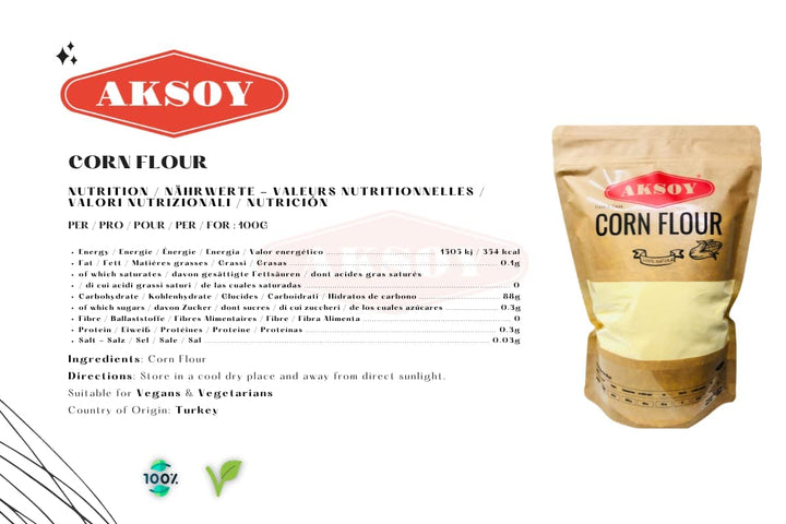 Aksoy Corn Flour 1.25KG - High Quality Resealable Pouch
