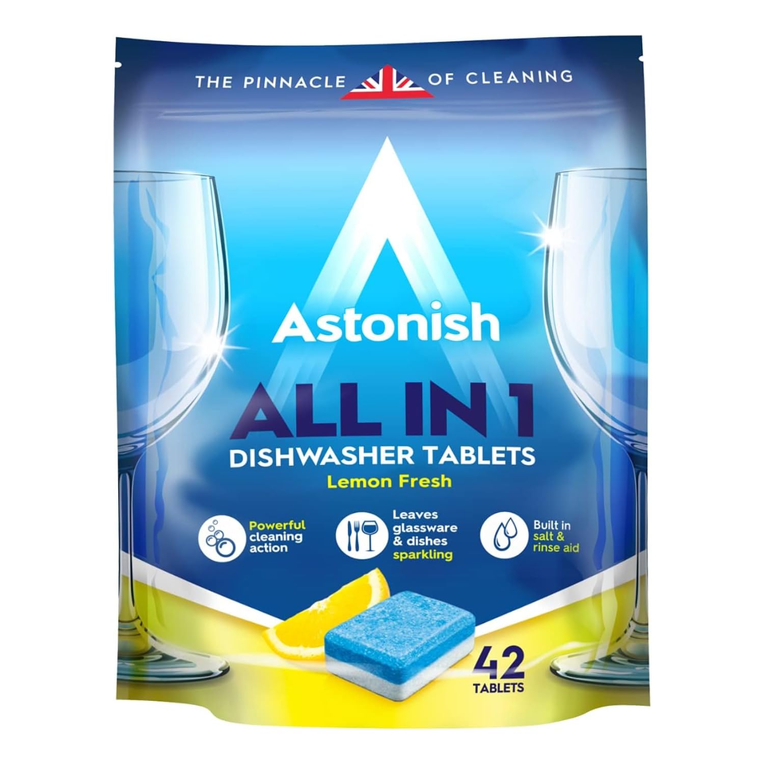 Astonish All-in-1 Dishwasher Tablets with Salt and Rinse - Lemon Fresh Scent | 42 Count 1