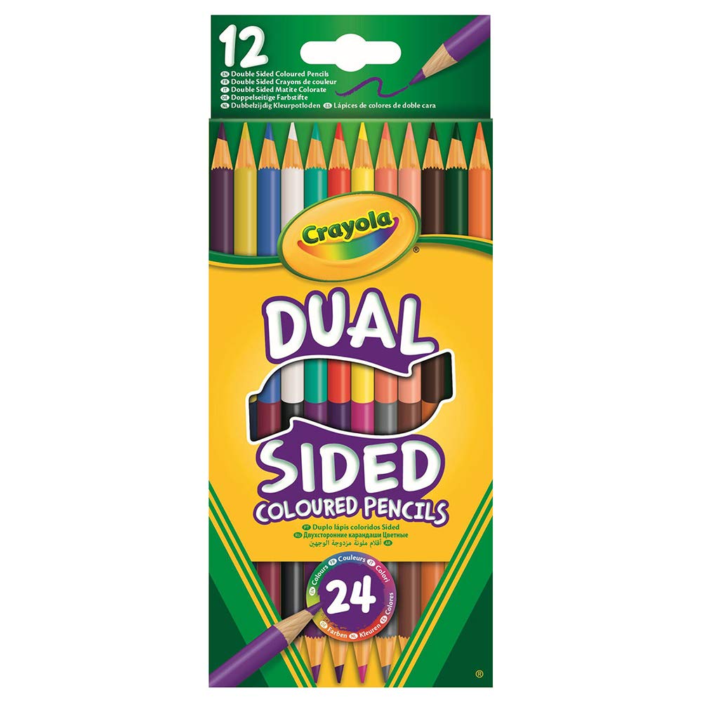 CRAYOLA Dual-Sided Colouring Pencils - 12 Pencils (24 Colours) | Thick Soft Lead | Ages 3+ 4