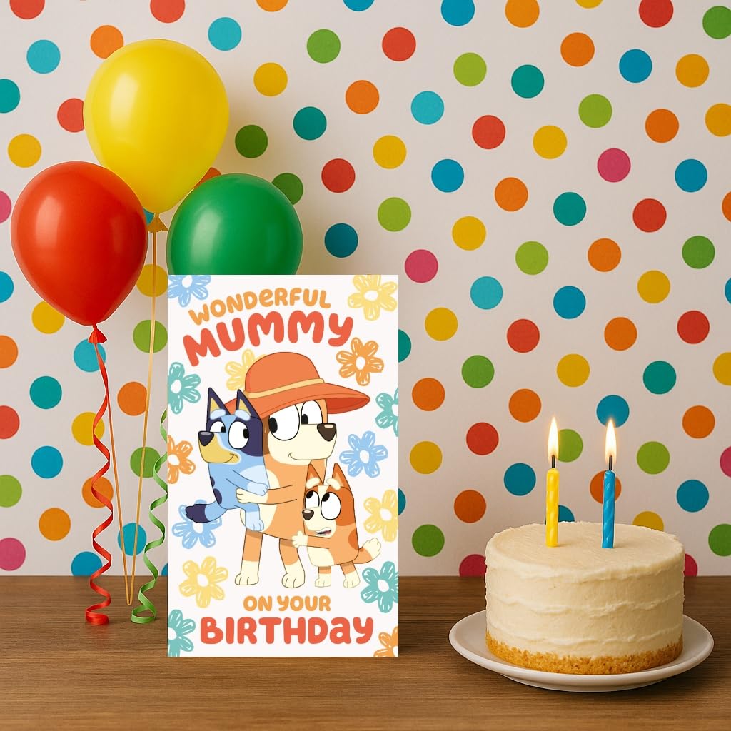 Danilo Promotions LTD Bluey Birthday Card for Mummy | Standard Size 22.86 cm x 12.7 cm | Blank Interior 4