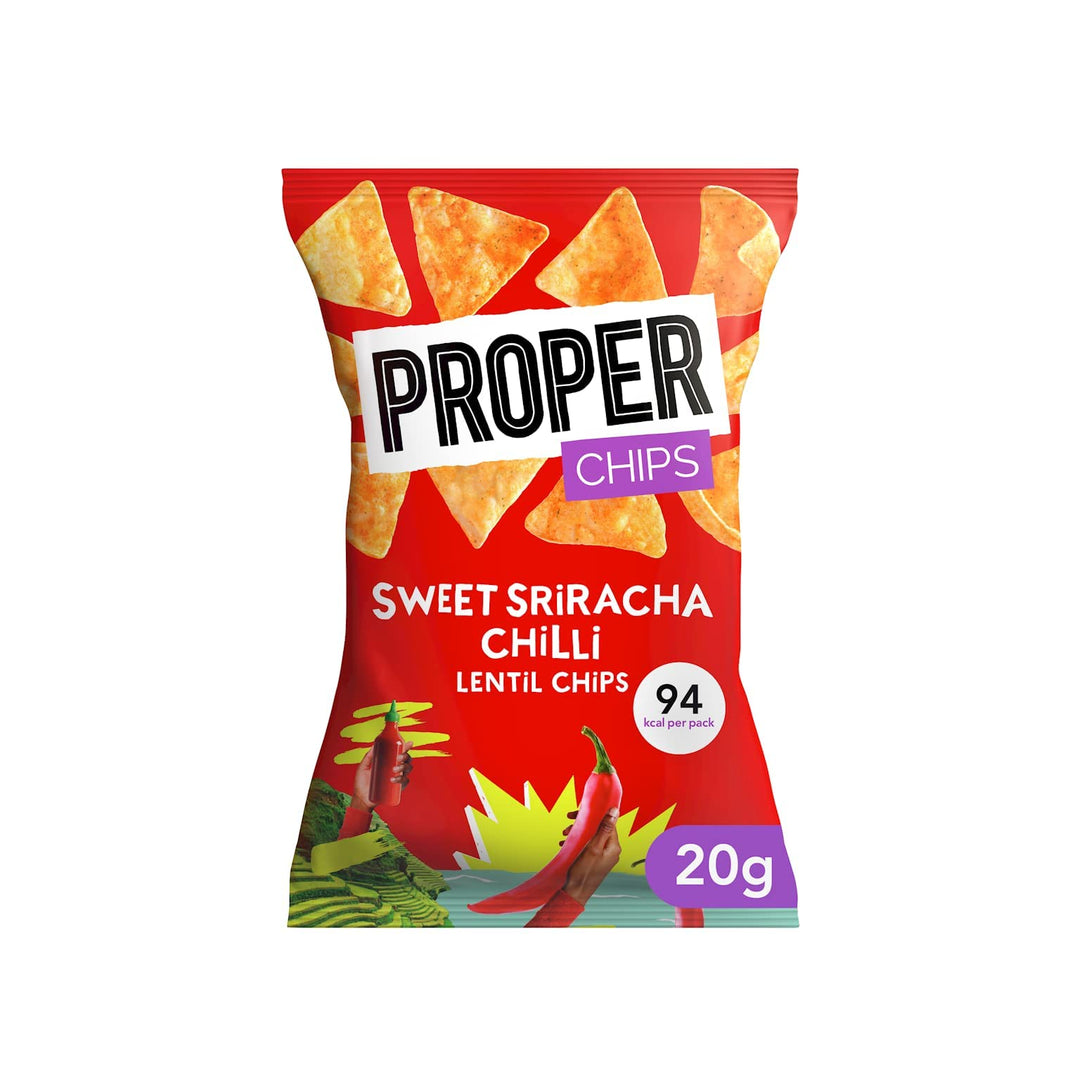 PROPER - Lentil Chips Sweet Sriracha Chilli Vegan Gluten Free Snacks 20 Pack