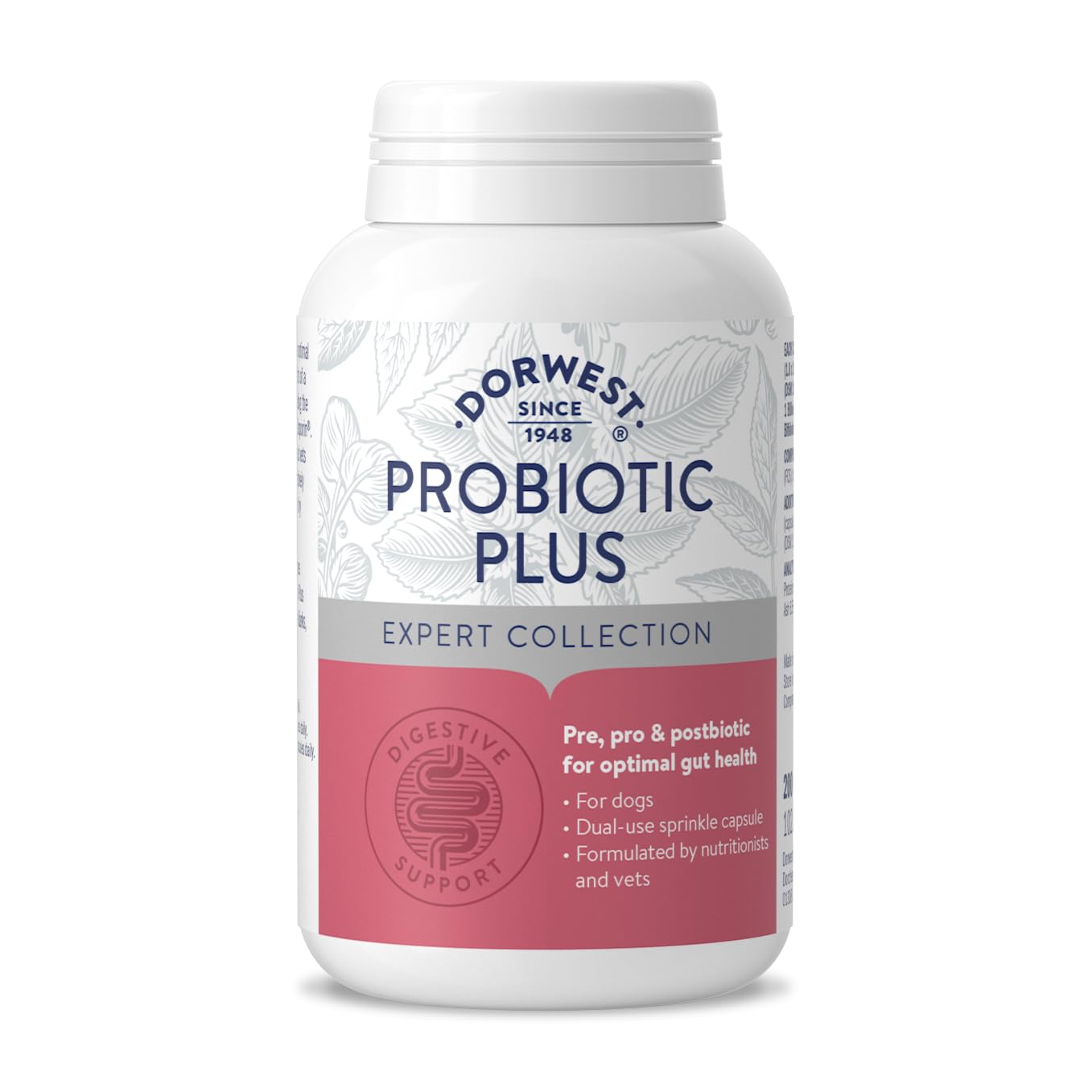 DORWEST HERBS Probiotic Plus for Dogs - Pre, Pro & Postbiotic Support | 200 Capsules