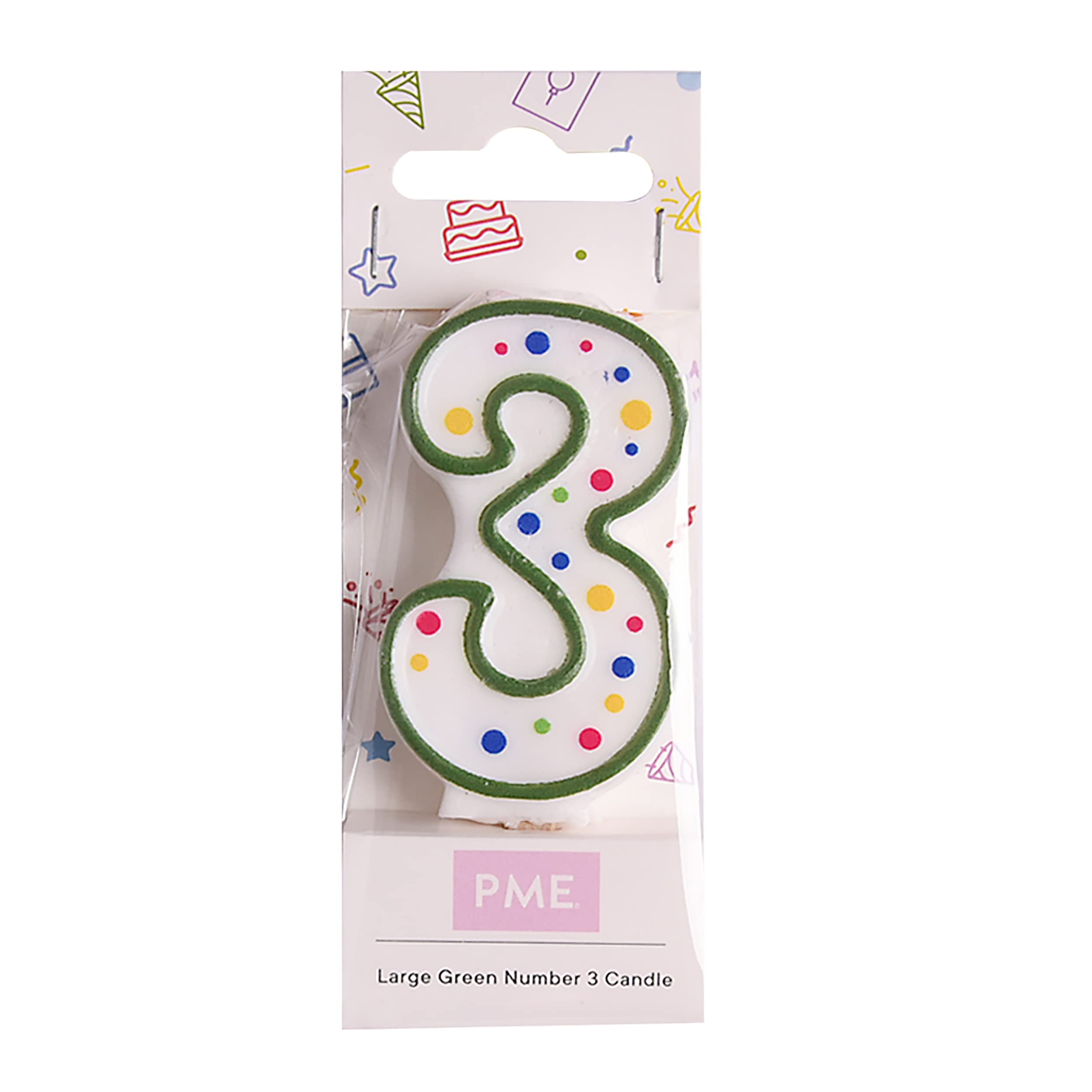 PME Green Number 3 Candle - Large Size Cake Decoration 4
