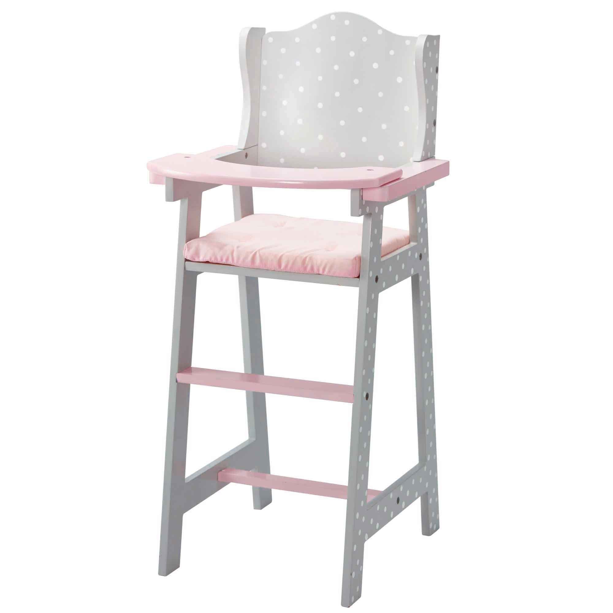 Olivia's Little World Little Princess Pink Polka Dot Wooden Baby Doll High Chair - Doll Furniture for 16-18" Dolls 5