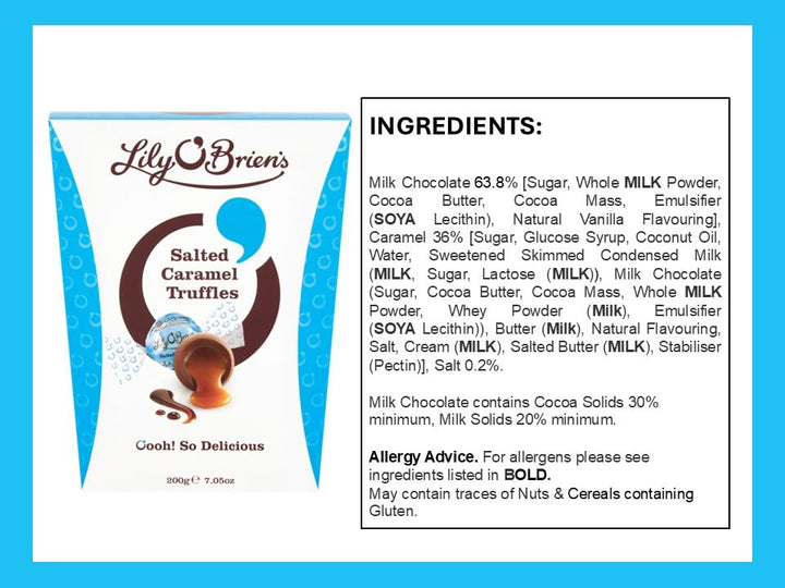 Lily O'Brien's Salted Caramel Chocolate Truffles 200g - 16 Individually Wrapped Milk Chocolate Treats