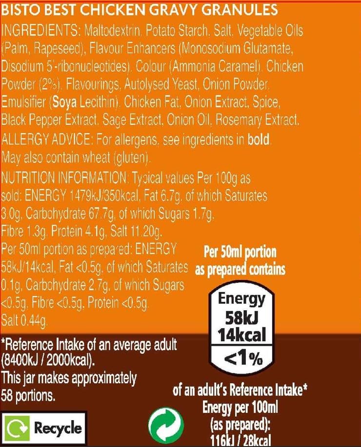 Bisto - Best Chicken Gravy Granules Made with Real Meat Juice, 230 g Jar