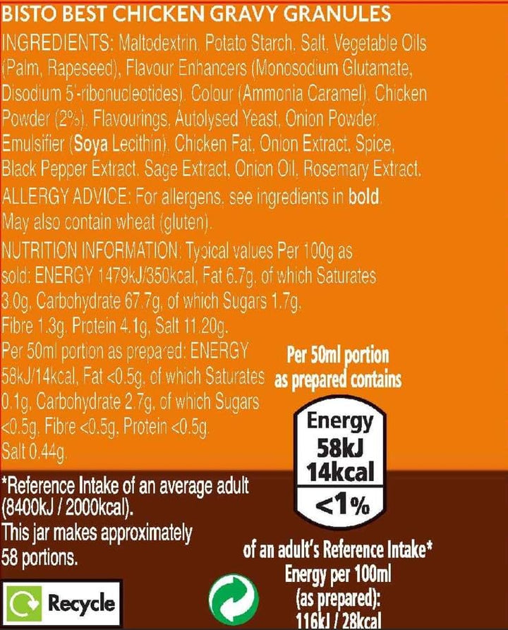 Bisto - Best Chicken Gravy Granules Made with Real Meat Juice, 230 g Jar