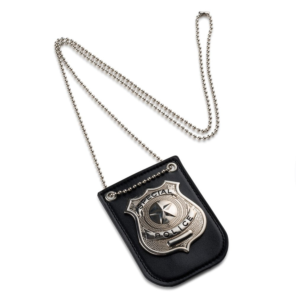 Dress Up America Police Badge for Kids - Pretend Play Cop Costume Accessory with Chain & Belt Clip 1