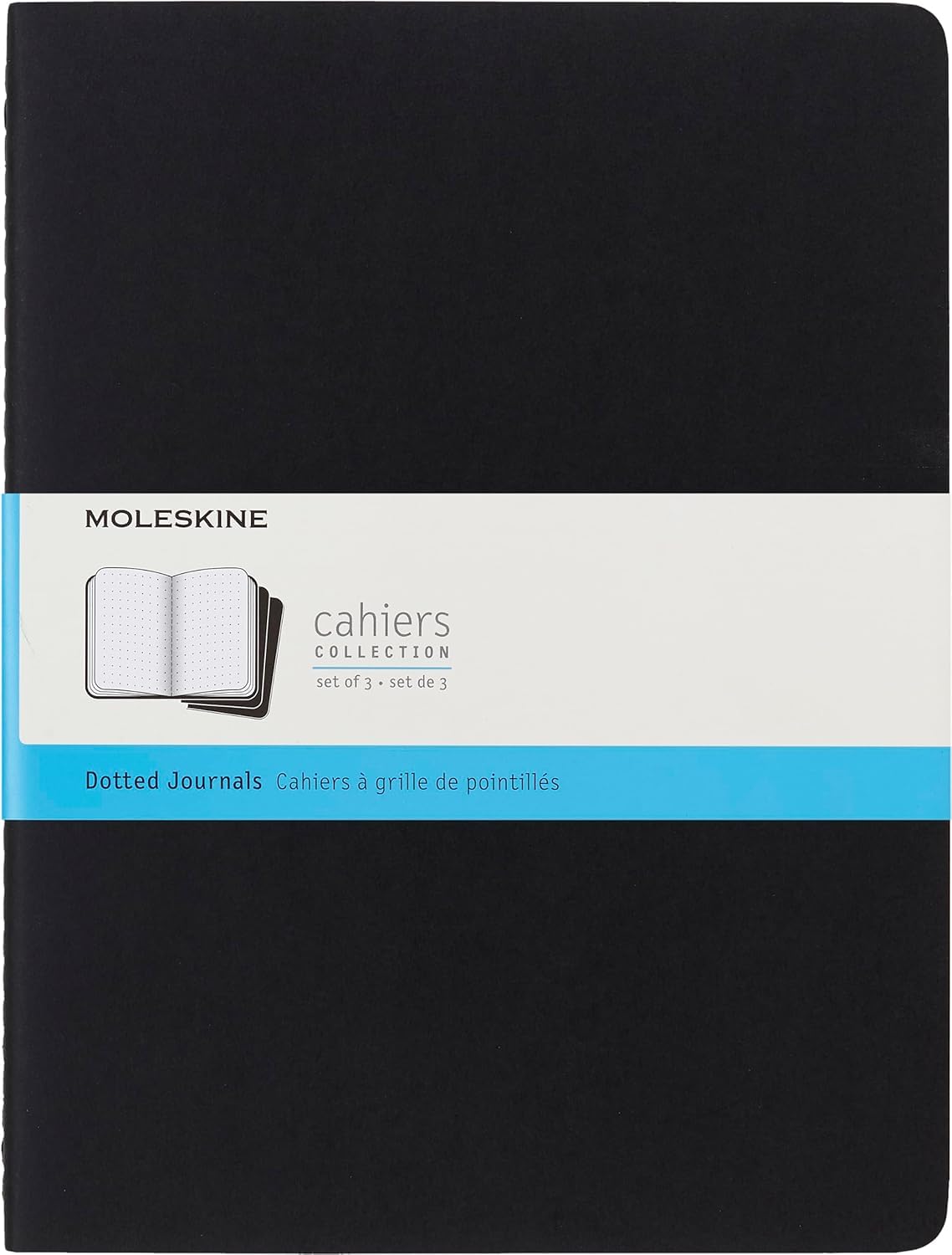 Moleskine Cahier Journal Set of 3 - Extra Large Dotted Pages | Black Cardboard Cover