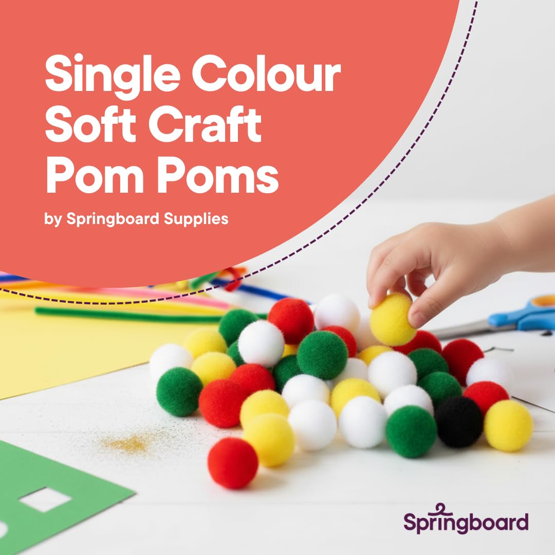 Springboard Supplies White Pom Poms Pack of 80 - Fine Motor Skill Development | Sensory Play