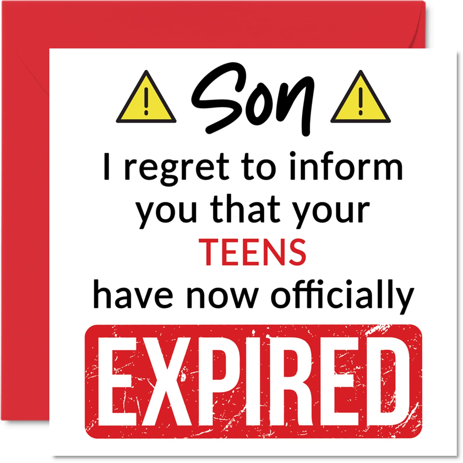 Stuff4 Funny 20th Birthday Card for Son - Teens Expired Joke | 145mm Square | Blank Inside 1