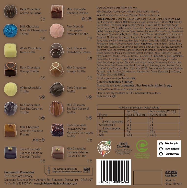 Holdsworth Handmade English chocolates Theobroma Collection Gift Box - 16 Luxury Chocolates | 200g 9