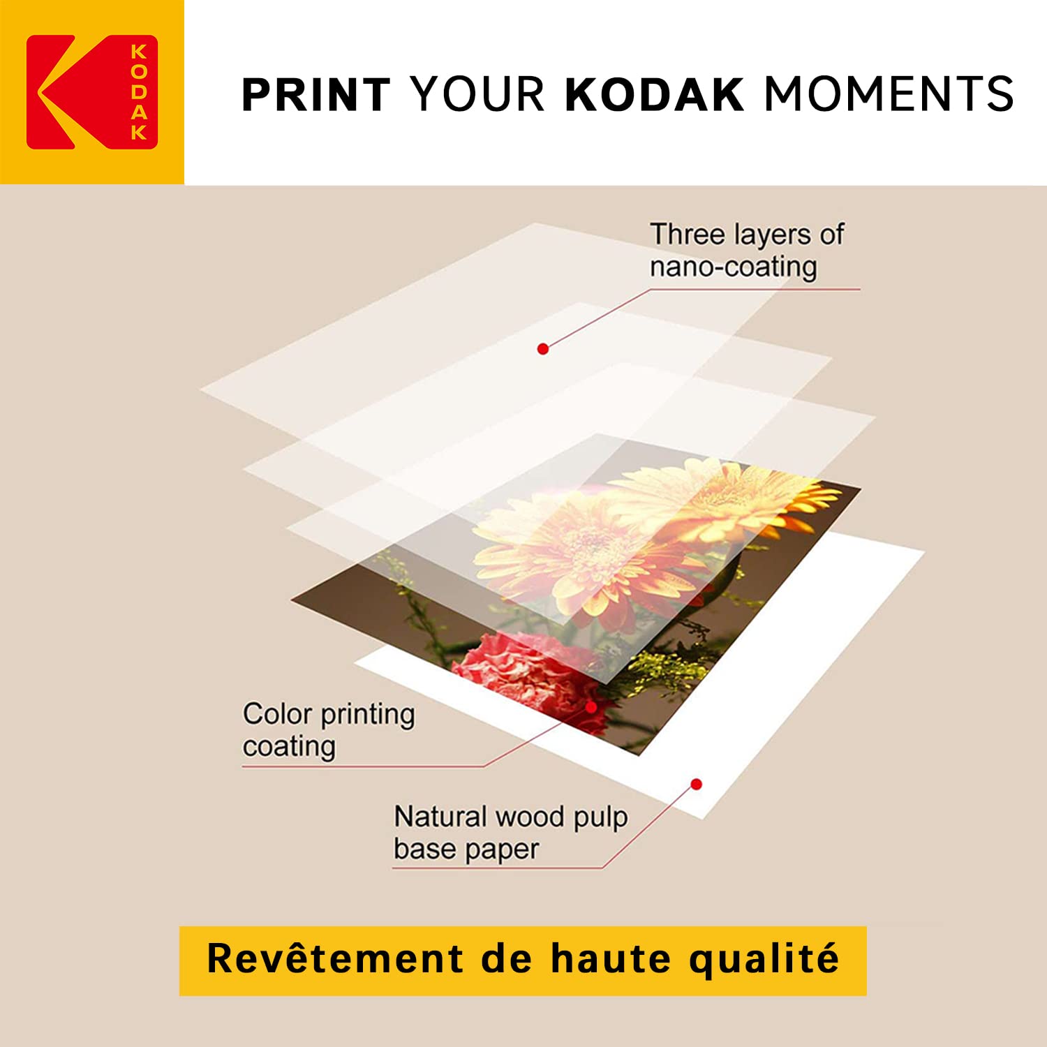 KODAK Snapshot Photo Paper - 100 Sheets, A6 Size, 180 g/m², Glossy Finish