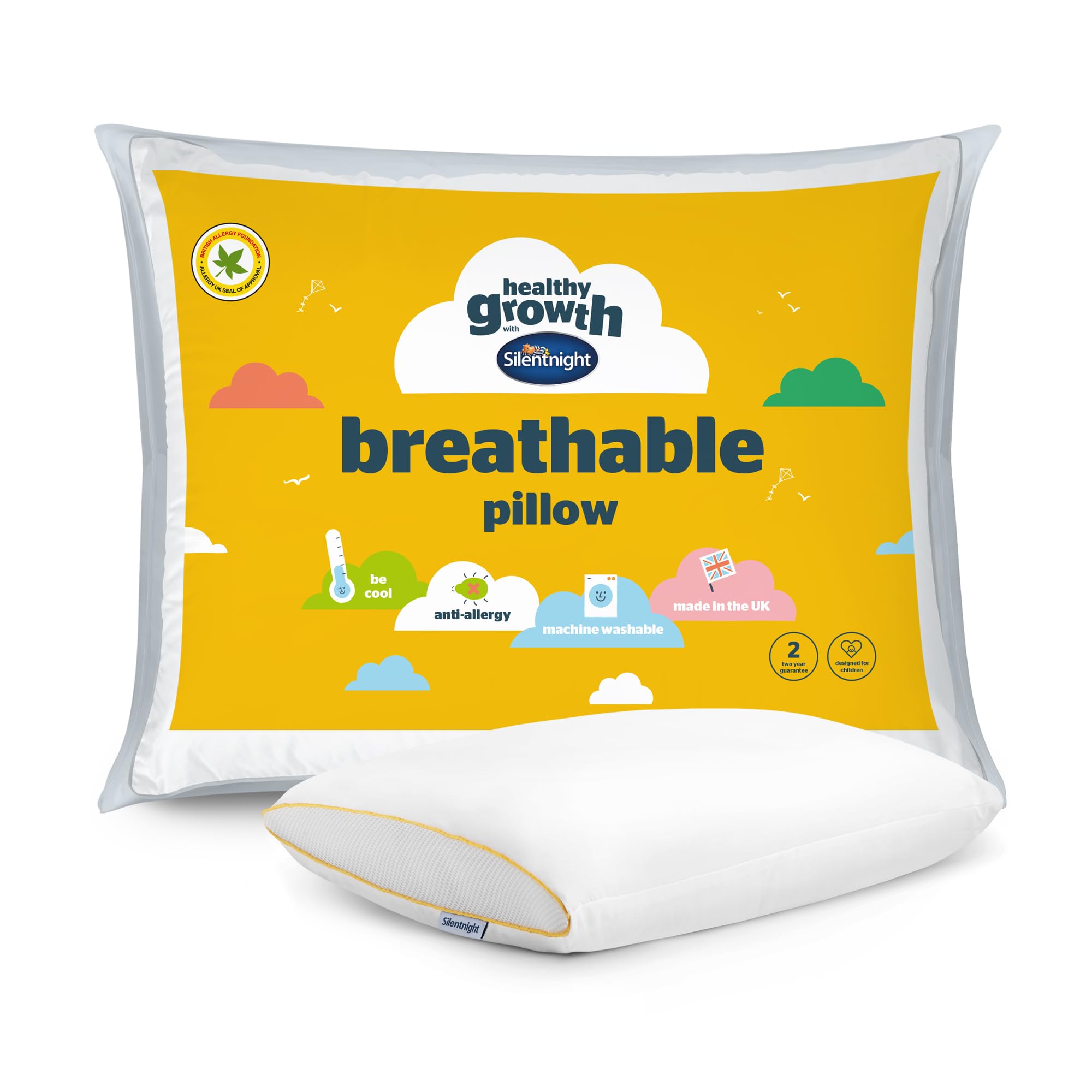 Silentnight Healthy Growth Breathable Kids Pillow - Cotton Material | Single Size | Washable