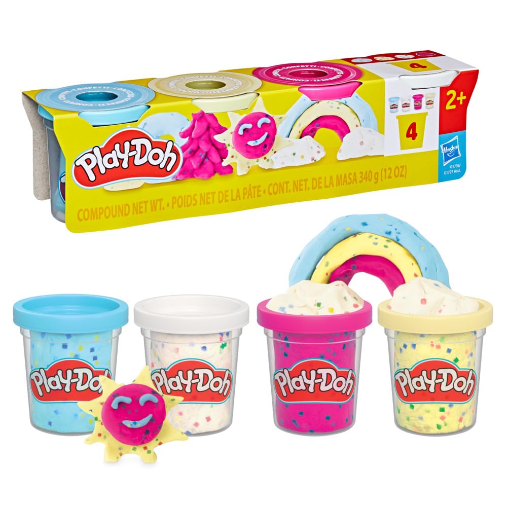 Play-Doh Confetti Compound 4 Pack - Creative Play for Ages 2+ | Non-Toxic Modeling Clay 1