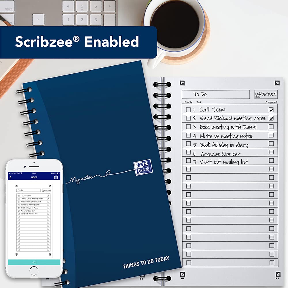Oxford My Notes To Do List Notebook - Wirebound, 230 Page, Navy Blue | Scribzee Compatible 6