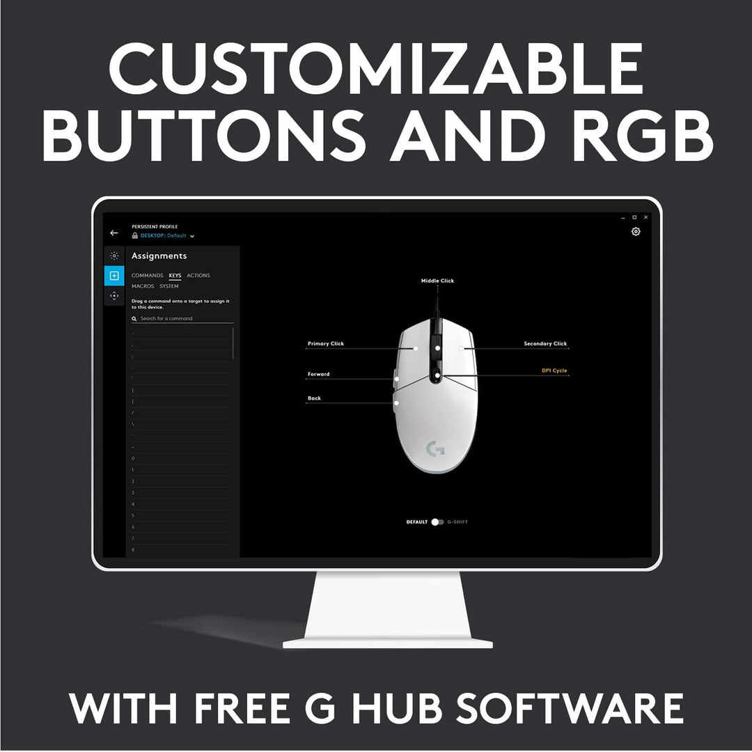 Logitech G203 LIGHTSYNC Gaming Mouse - 8K DPI, 6 Programmable Buttons, RGB Lighting, Lightweight Design - Black