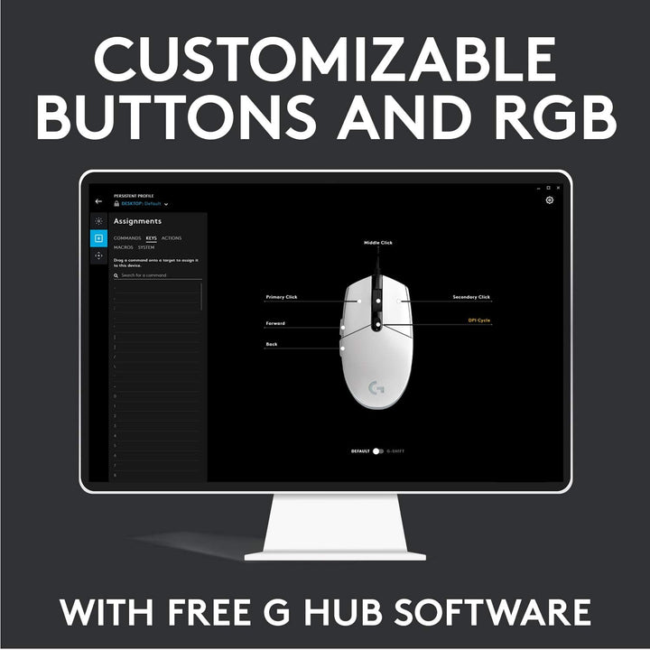 Logitech G203 LIGHTSYNC Gaming Mouse - 8K DPI, 6 Programmable Buttons, RGB Lighting, Lightweight Design - Black