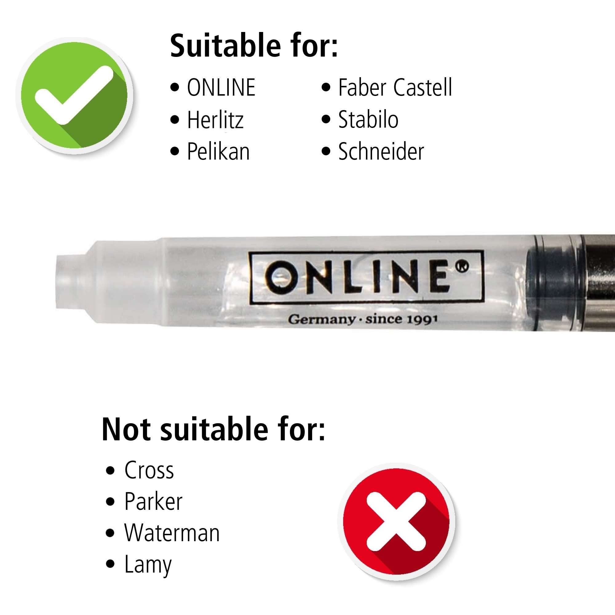 Online Standard Ink Converter for Fountain Pens - Crystal Clear Plastic, Universal Size | 70x8x8mm 2