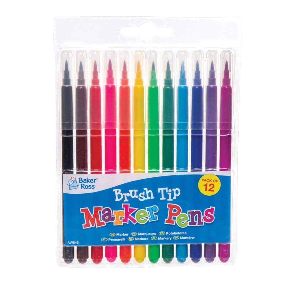 Baker Ross AW645 Brush Tip Marker Pen Set - Pack of 24 Assorted Colour Pens for Kids & Adults 1