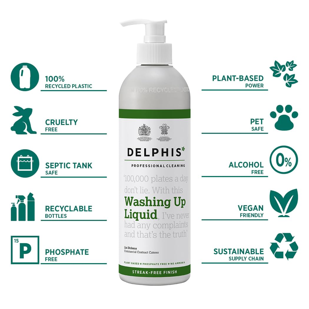 DELPHISECO Eco Washing Up Liquid - Citrus Scent, Plant-Based, 500 ml