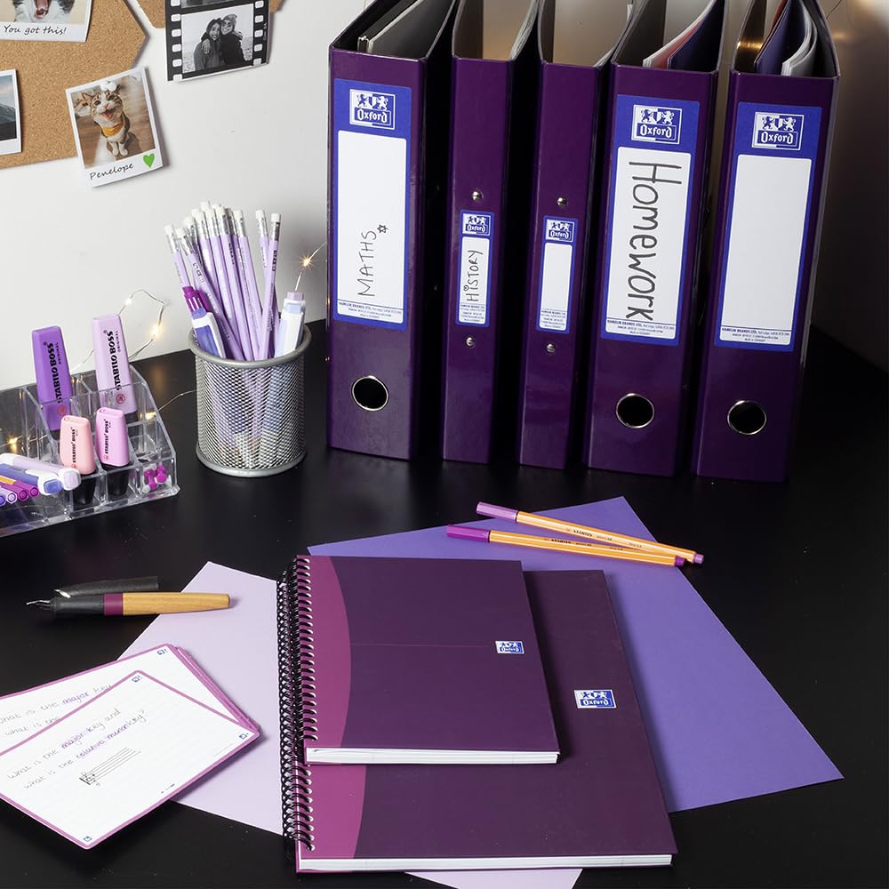 Oxford Premium A4 Ring Binder, Purple Single Folder, 25mm Capacity, Laminated Paper on Board 4