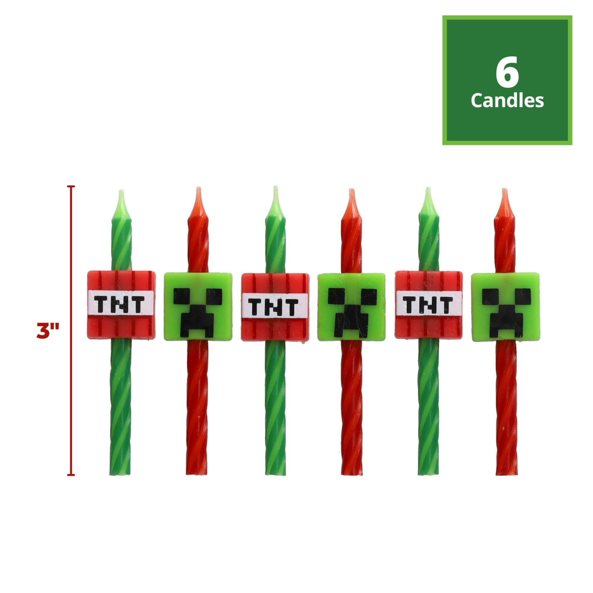 DecoPac Minecraft Birthday Cake Candles - 6 Pack | Food Safe Wax | Multicolor 3