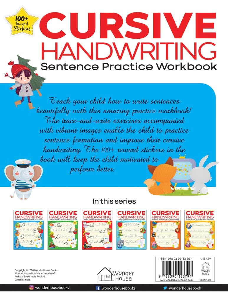 Wonder House Cursive Handwriting - Sentence Practice Workbook | Ages 3-7