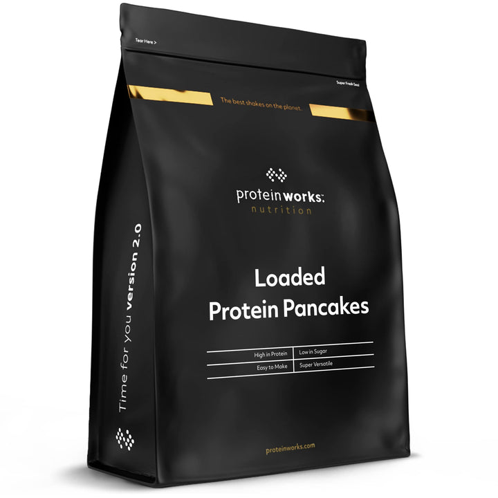 THE PROTEIN WORKS Loaded Protein Pancake Mix - High Protein, Low Sugar Breakfast Mix with Tri-Protein Blend