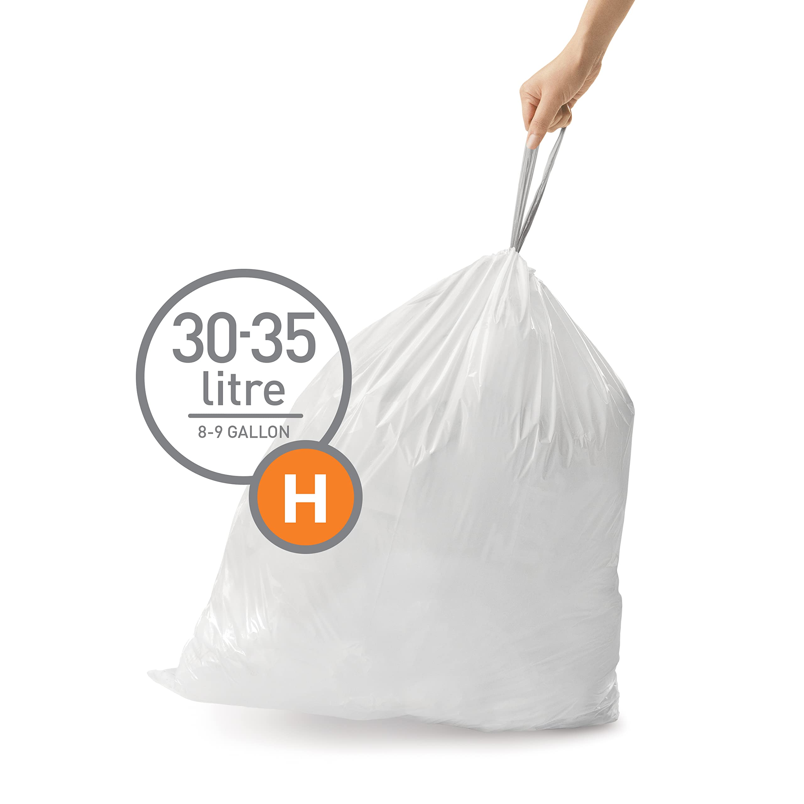 simplehuman Code H Bin Liners - 60 Count Custom Fit Bags | 50% Recycled Plastic 2