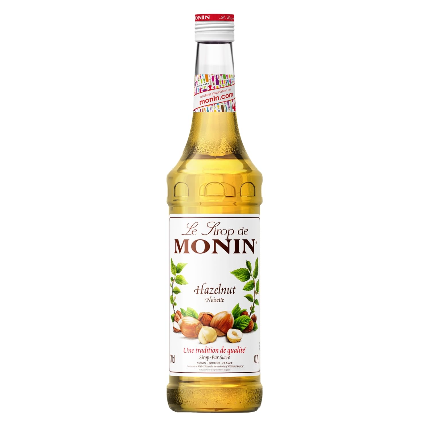 Monin Hazelnut Syrup - Pure Sugar, Natural Flavoring | 700ml Glass Bottle