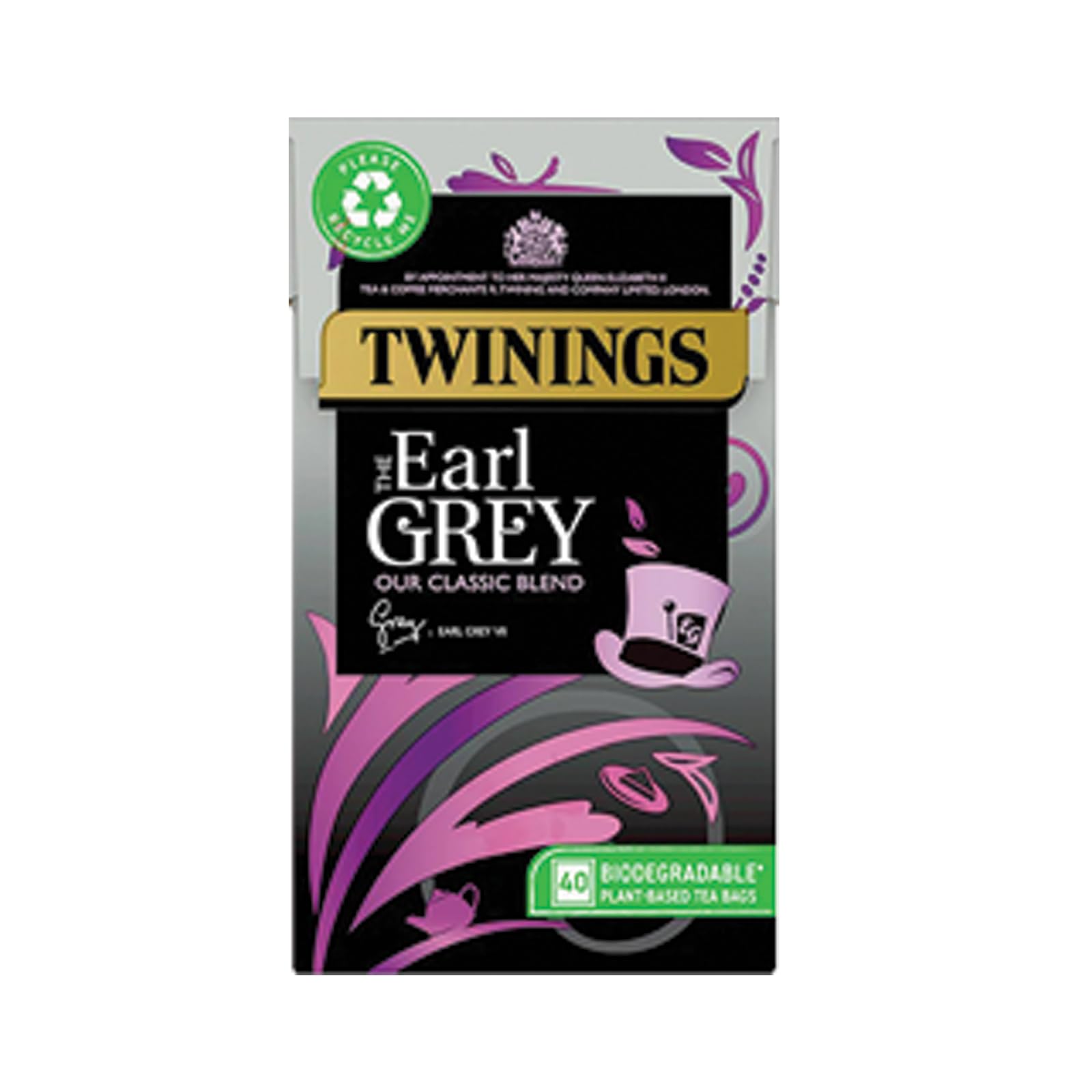 Twinings Earl Grey Black Tea Bags - 40 Count, 100g | Bergamot & Lemon Flavor