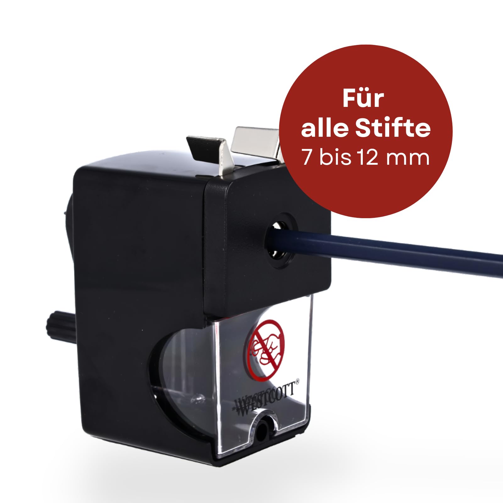Westcott Manual Pencil Sharpener - Black, Table Clamp Fixture | Fits 7-12mm Pencils | Plastic Metal 3