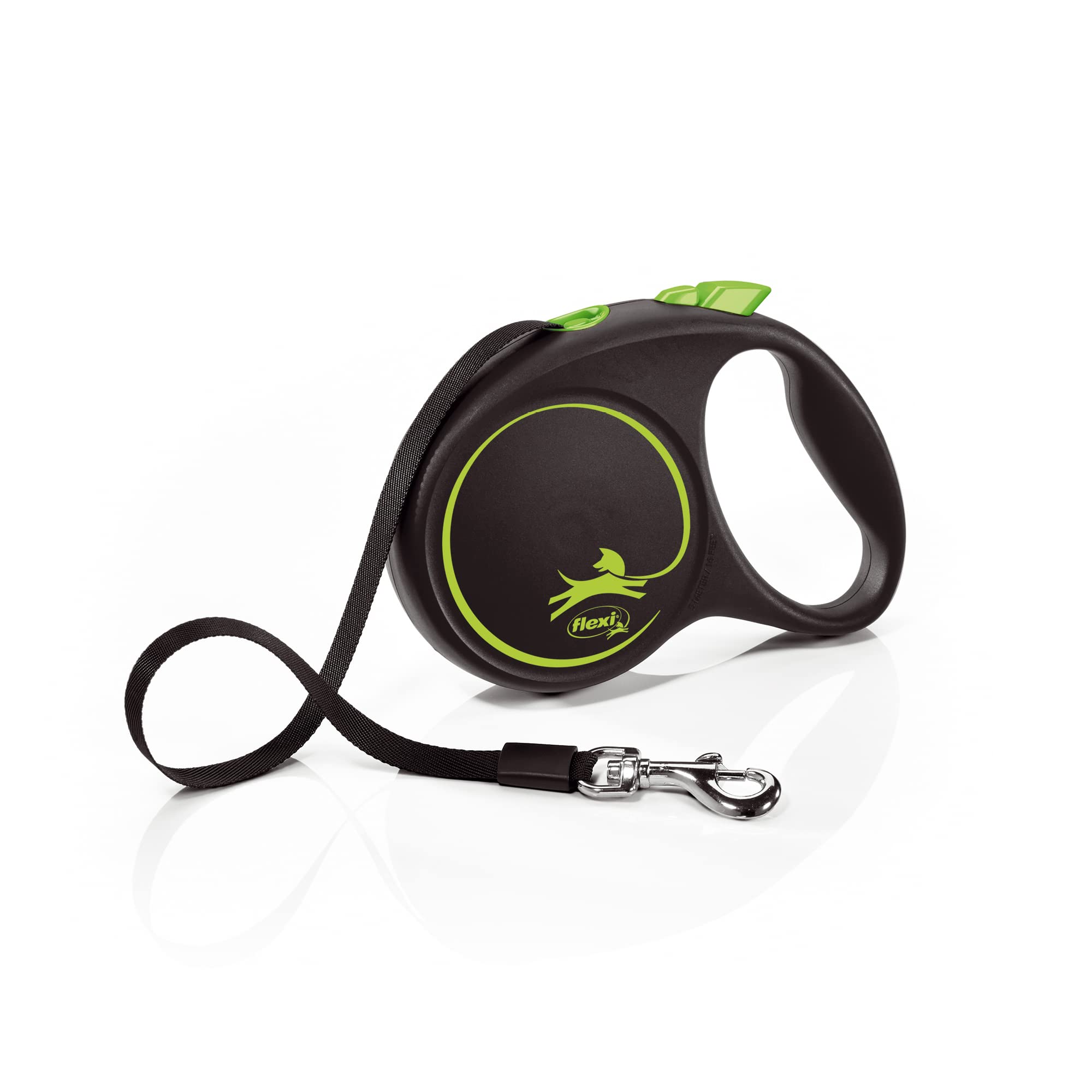 flexi Black Design M Retractable Tape Leash - 5m Length for Dogs up to 25 kg 1