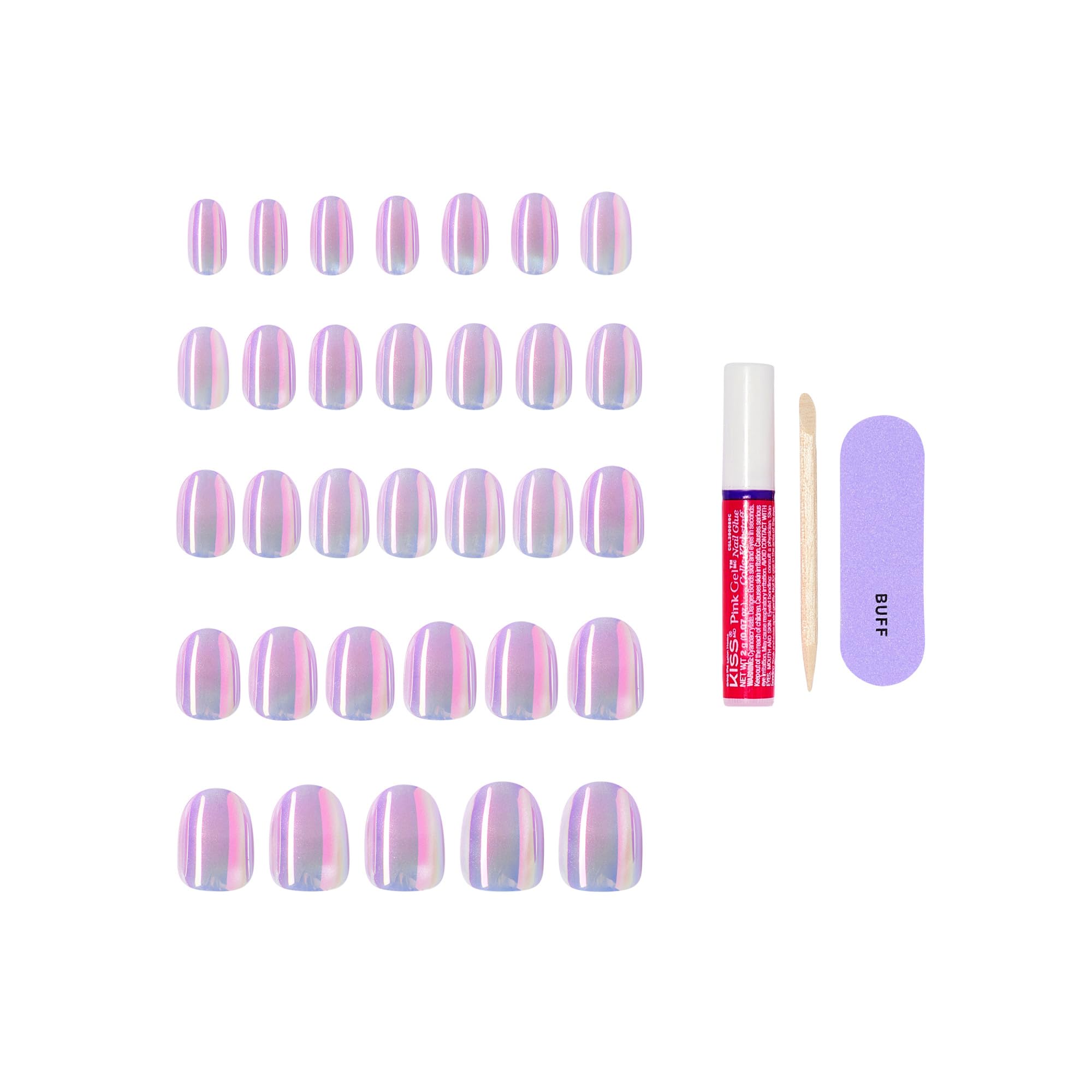 KISS GLAM Press On Nails - One n Only | Pink | Short Round | 32 Count 4