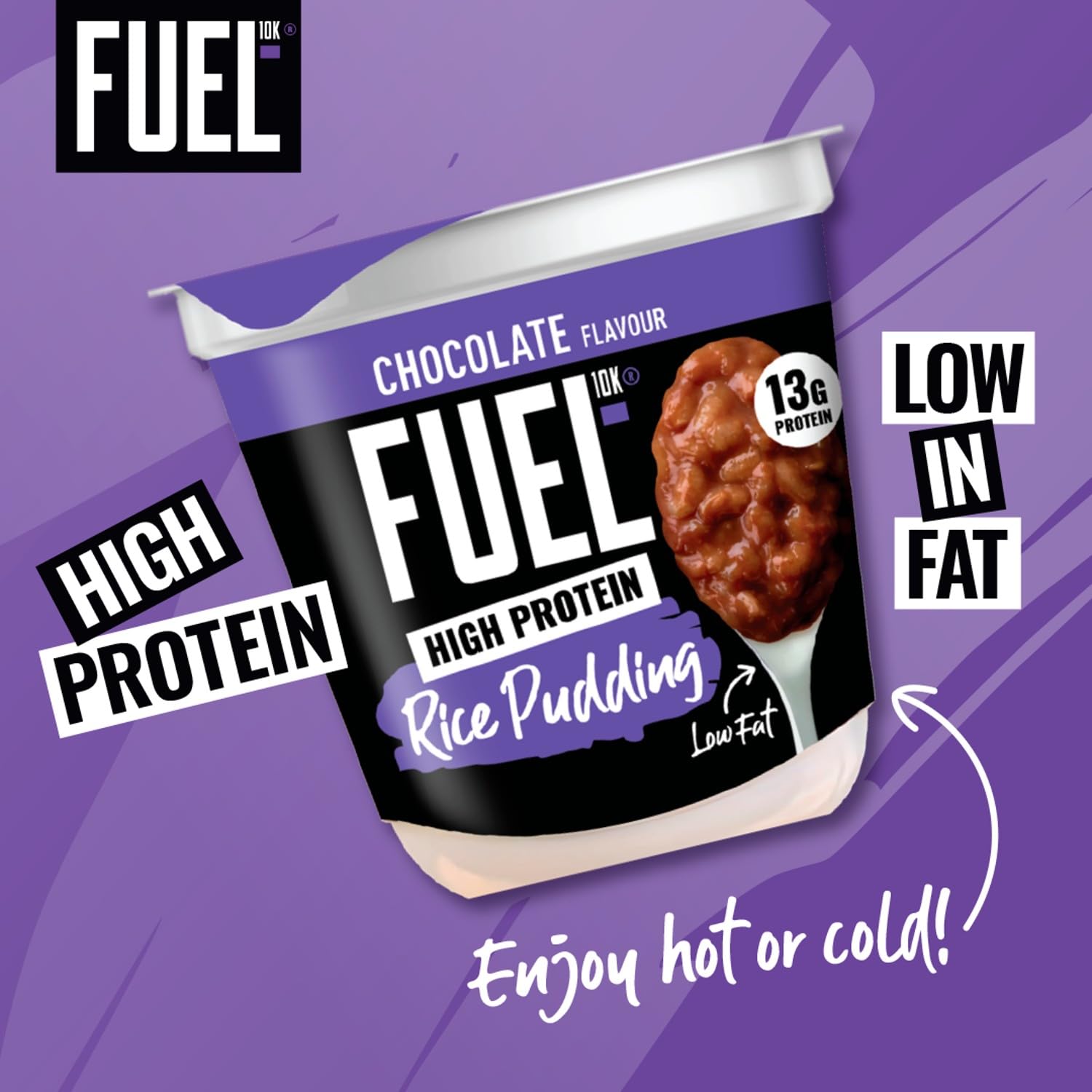 FUEL10K Chocolate High Protein Rice Pudding - 210g Pots, Pack of 6 3