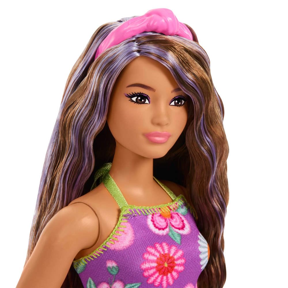 Barbie Fashionistas Doll #244 with Curvy Body, Purple-Streaked Brown Hair | 11.73 in 3