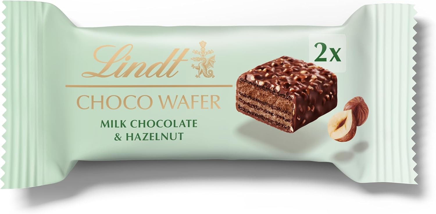 Lindt Choco Wafer Milchschokolade &amp; Haselnuss Leckerbissen-Packung 30 g (Karton mit 20 Stück)