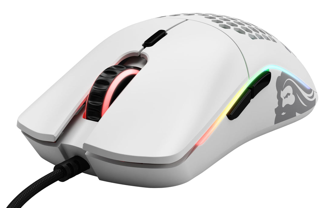GLORIOUS Model O Wired Gaming Mouse - 67g Superlight Honeycomb Design, RGB, Pixart 3360 Sensor, Omron Switches, Ambidextrous - Matte White