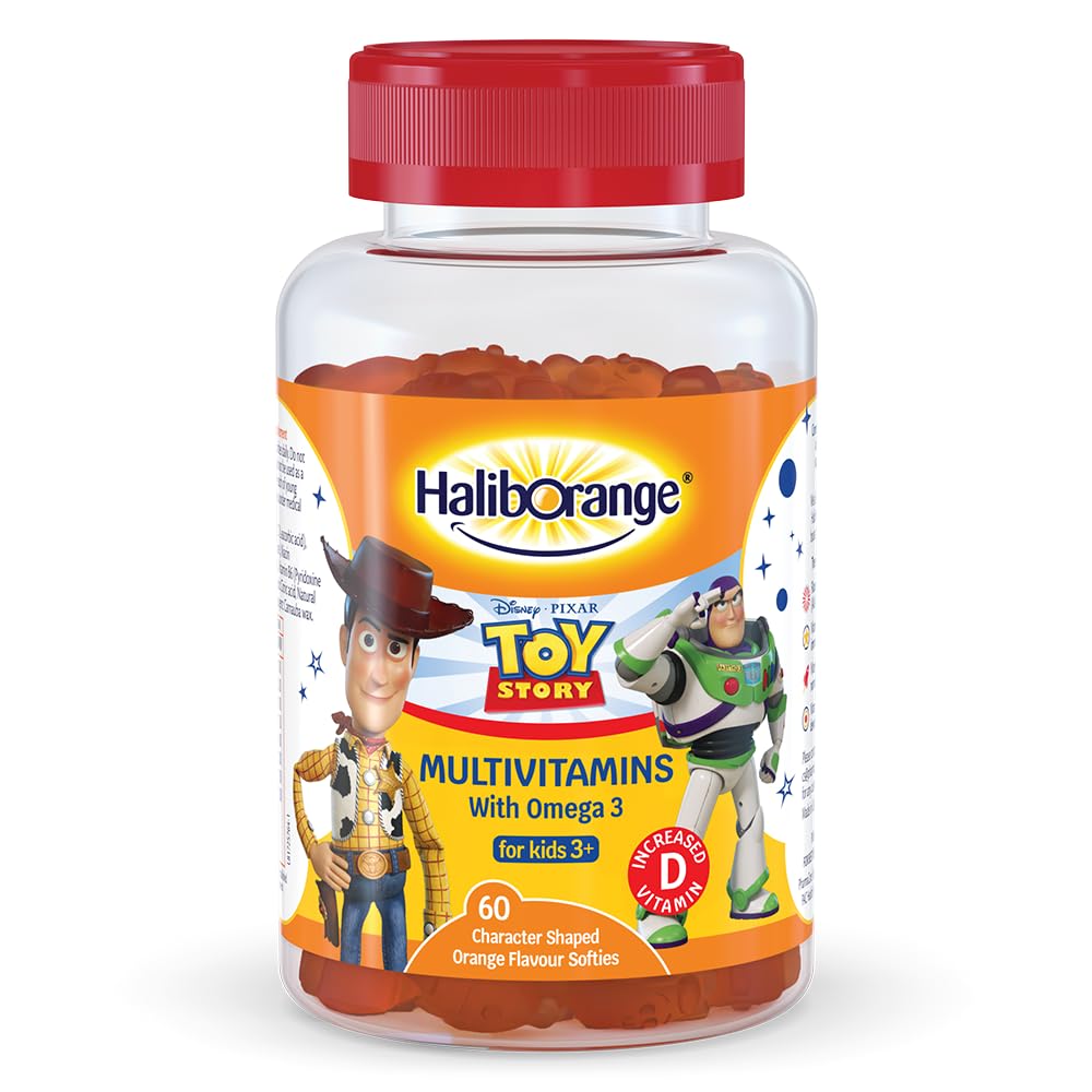 Haliborange Disney Pixar Toy Story Multivitamin & Omega-3 Softies for Kids | Orange Flavour | 60 Count 1