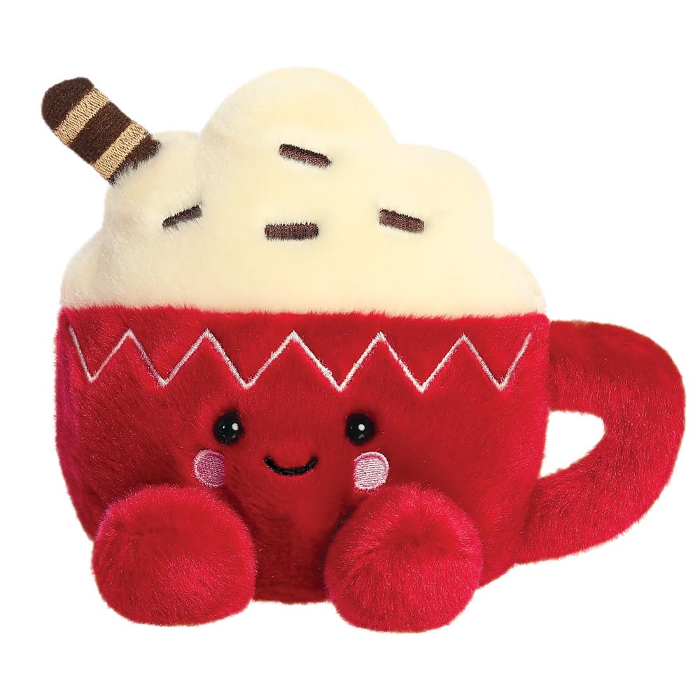 Aurora Palm Pals Cassia Hot Cocoa 5In Soft Toy - Red & White Plush, Bean-Filled Cuddly Stuffed Animal 7
